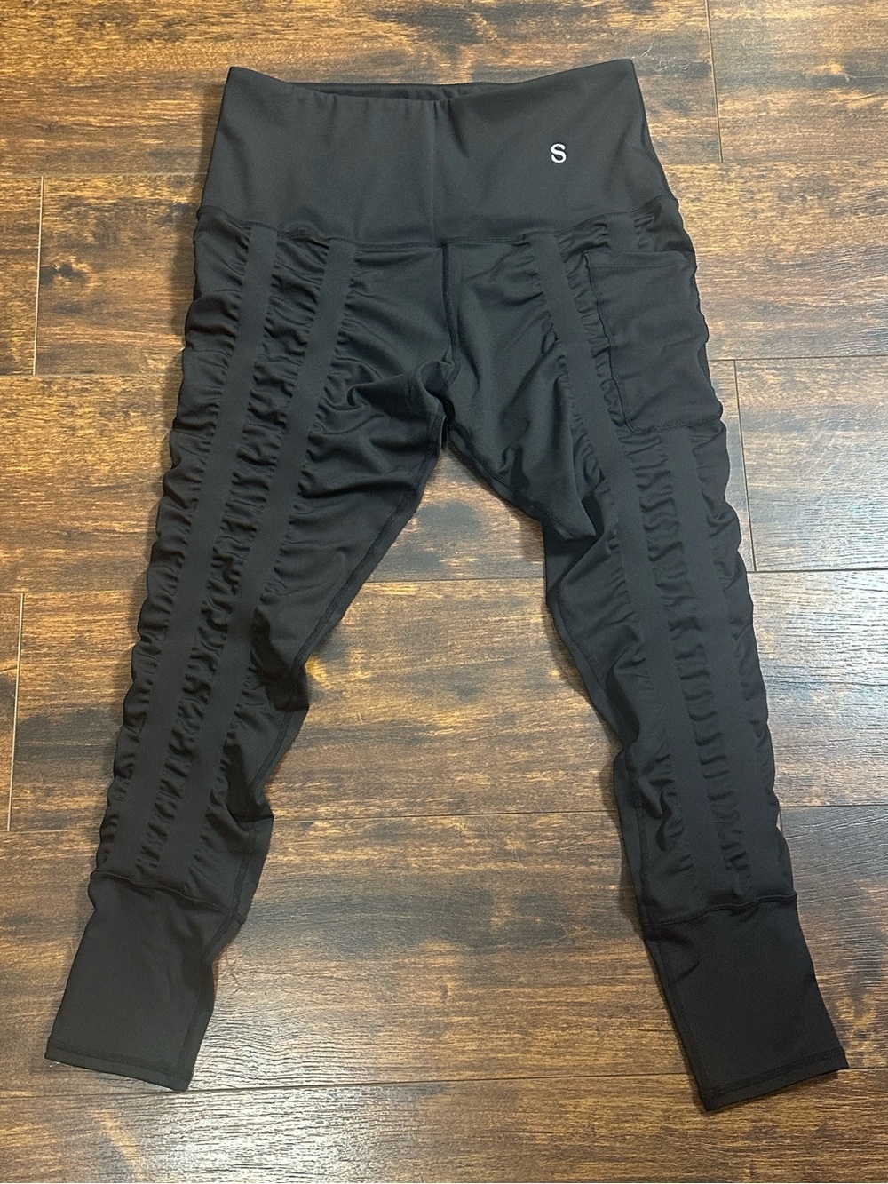 🖤 Skinnify 8-Band Resistance Leggings Black Ruched Pockets XL